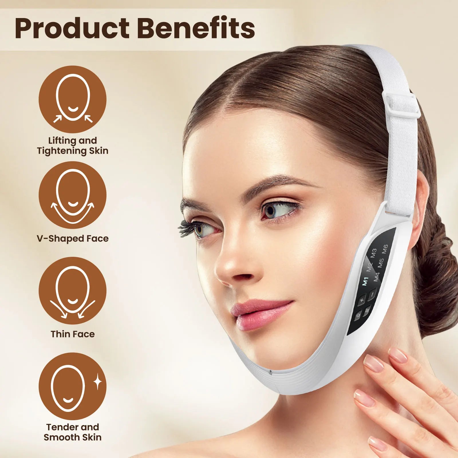 Dispositivo EMS Lifting Facial en V — 6 Modos, 8 Niveles de Microcorriente