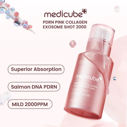 Medicube PDRN Colágeno Rosa Exosome Shot — Luminosidad K-Beauty