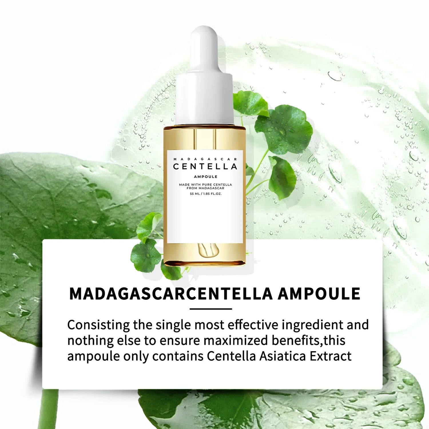 Suero para Piel Sensible 55ml - Fórmula de Centella de Madagascar Calma, Suaviza e Hidrata Profundamente para el Cuidado Diario de la Piel