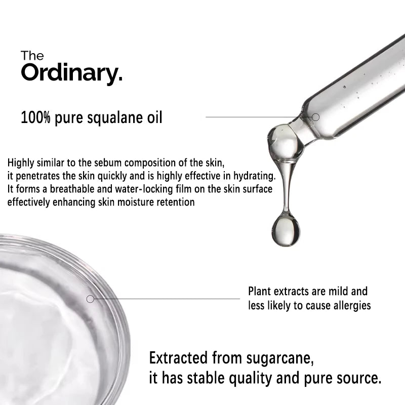 Esqualano 100% diseñado por plantas para la hidratación de la piel y el cabello Suero facial 30 ml puede prevenir la pérdida de factores de hidratación + HA 100 ml