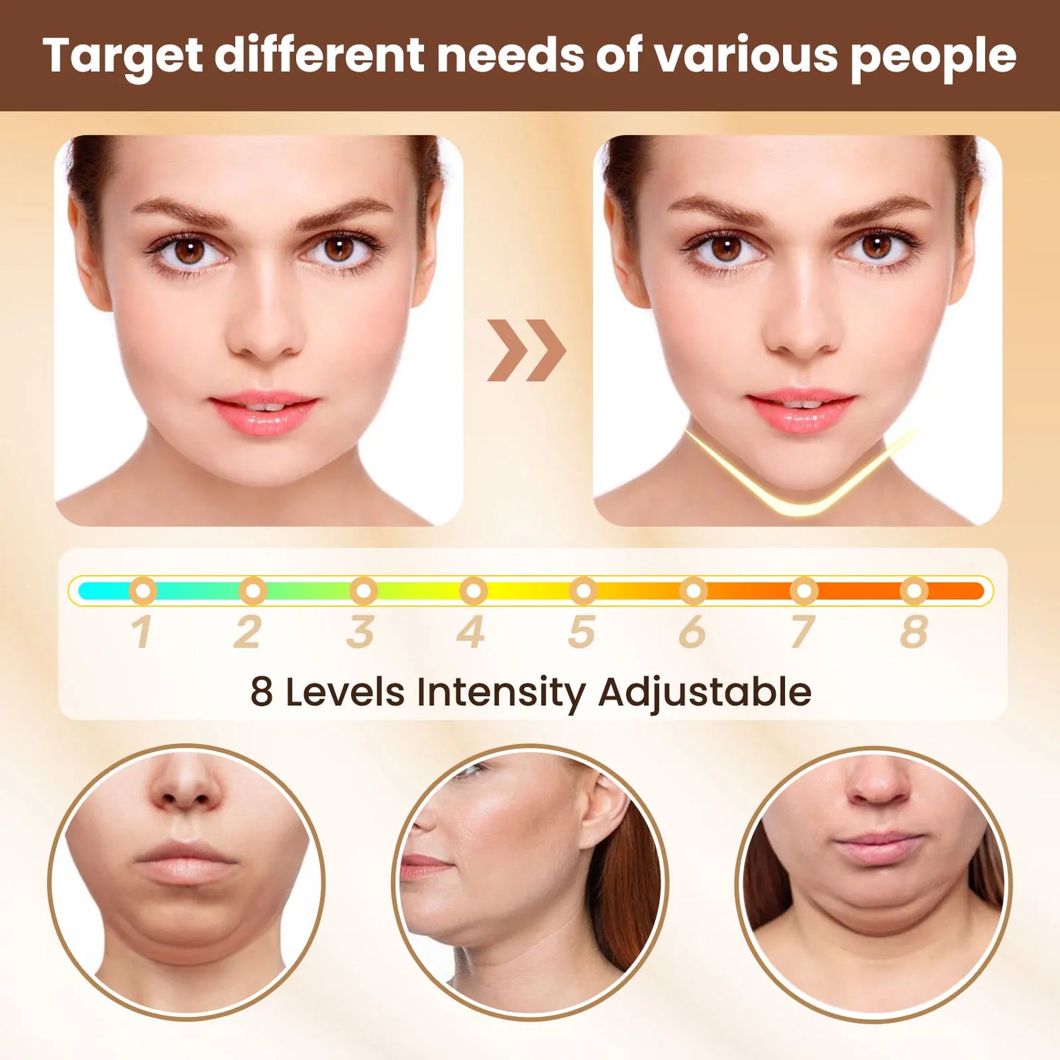 Dispositivo EMS Lifting Facial en V — 6 Modos, 8 Niveles de Microcorriente