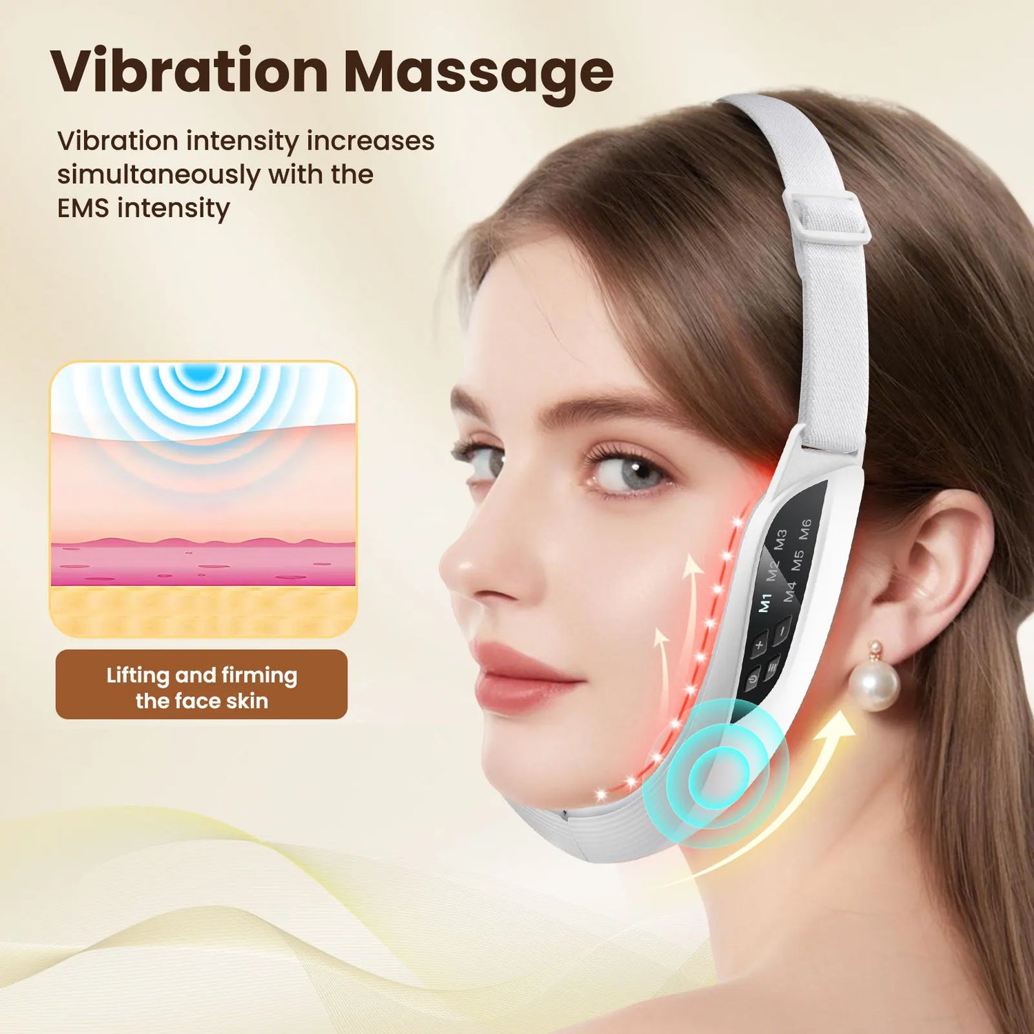 Dispositivo EMS Lifting Facial en V — 6 Modos, 8 Niveles de Microcorriente