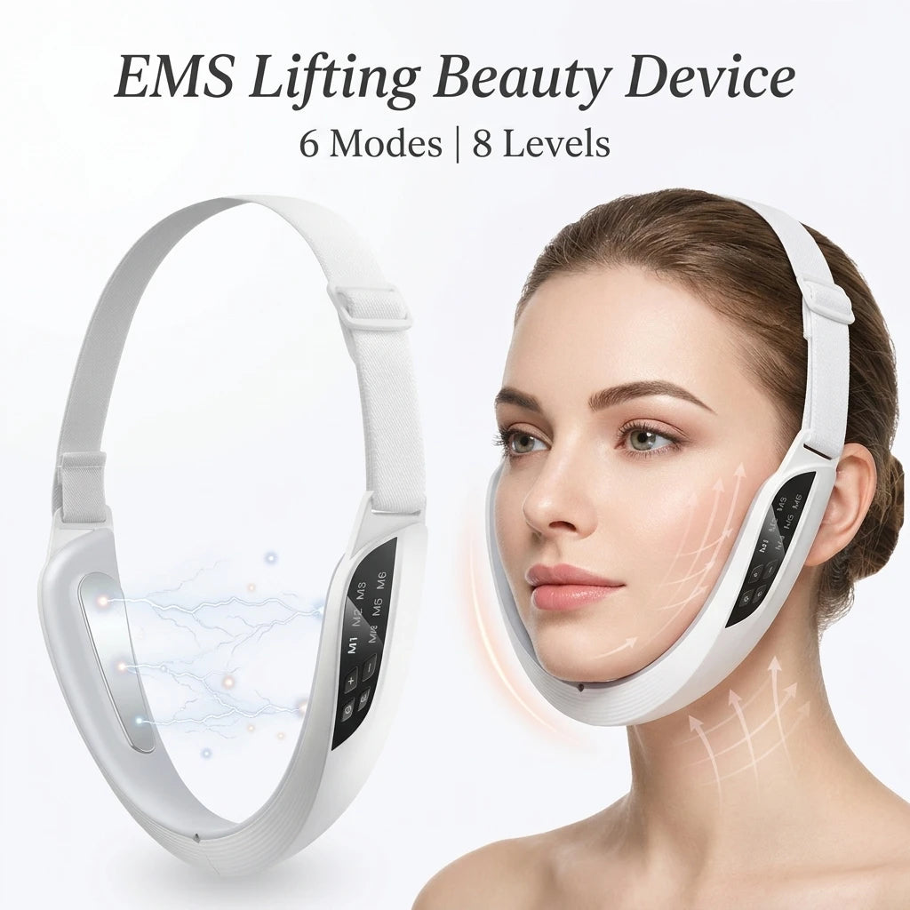 Dispositivo EMS Lifting Facial en V — 6 Modos, 8 Niveles de Microcorriente