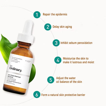 Esqualano 100% diseñado por plantas para la hidratación de la piel y el cabello Suero facial 30 ml puede prevenir la pérdida de factores de hidratación + HA 100 ml
