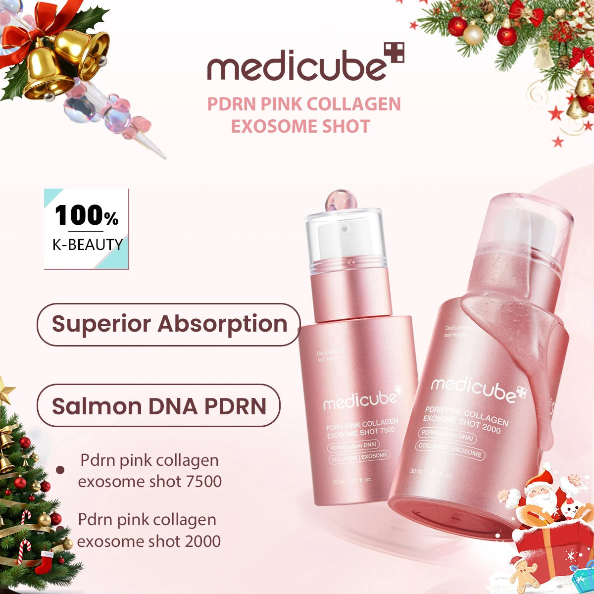 Medicube PDRN Colágeno Rosa Exosome Shot — Luminosidad K-Beauty